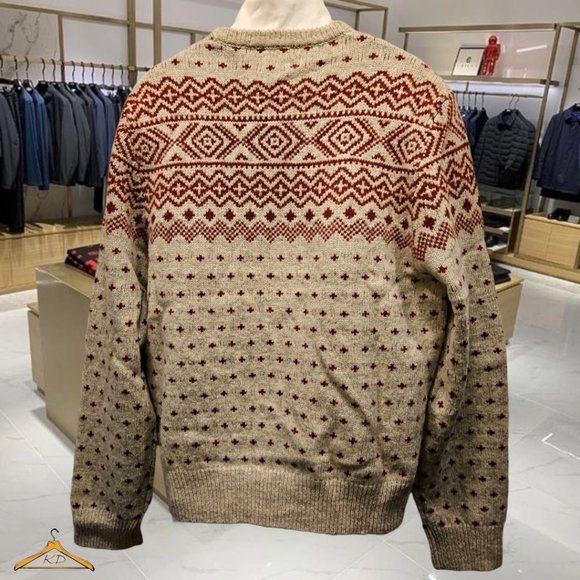 Red Fleece Brooks Brothers Sweater - XXL, Fair Isle, Wool, Oatmeal/Burgundy, EUC - Picture 3 of 6